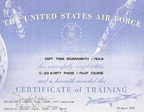 Training certificate Fairchild C-123K